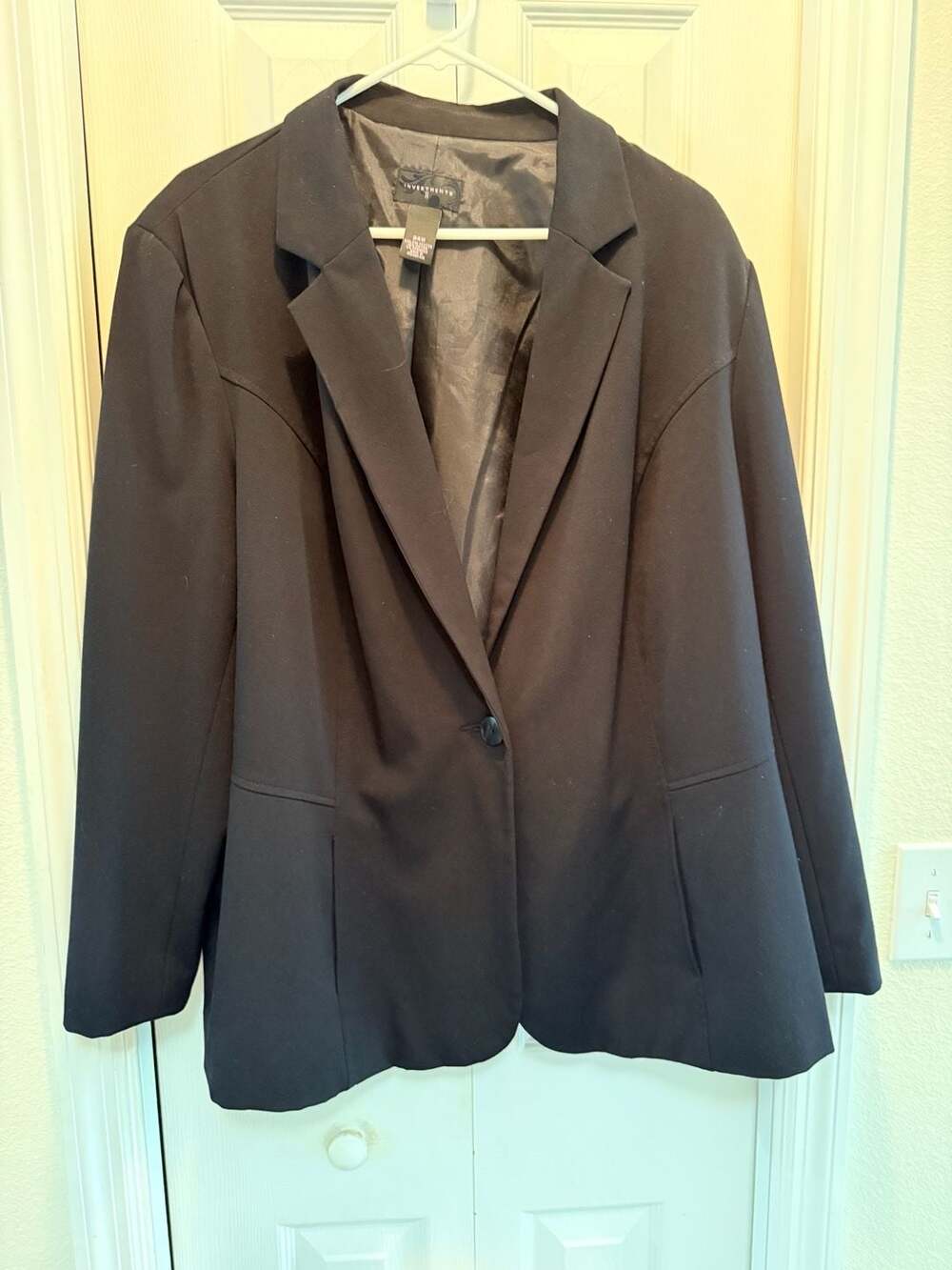 Investments II Women's Plus Size Black One-Button Blazer Jacket